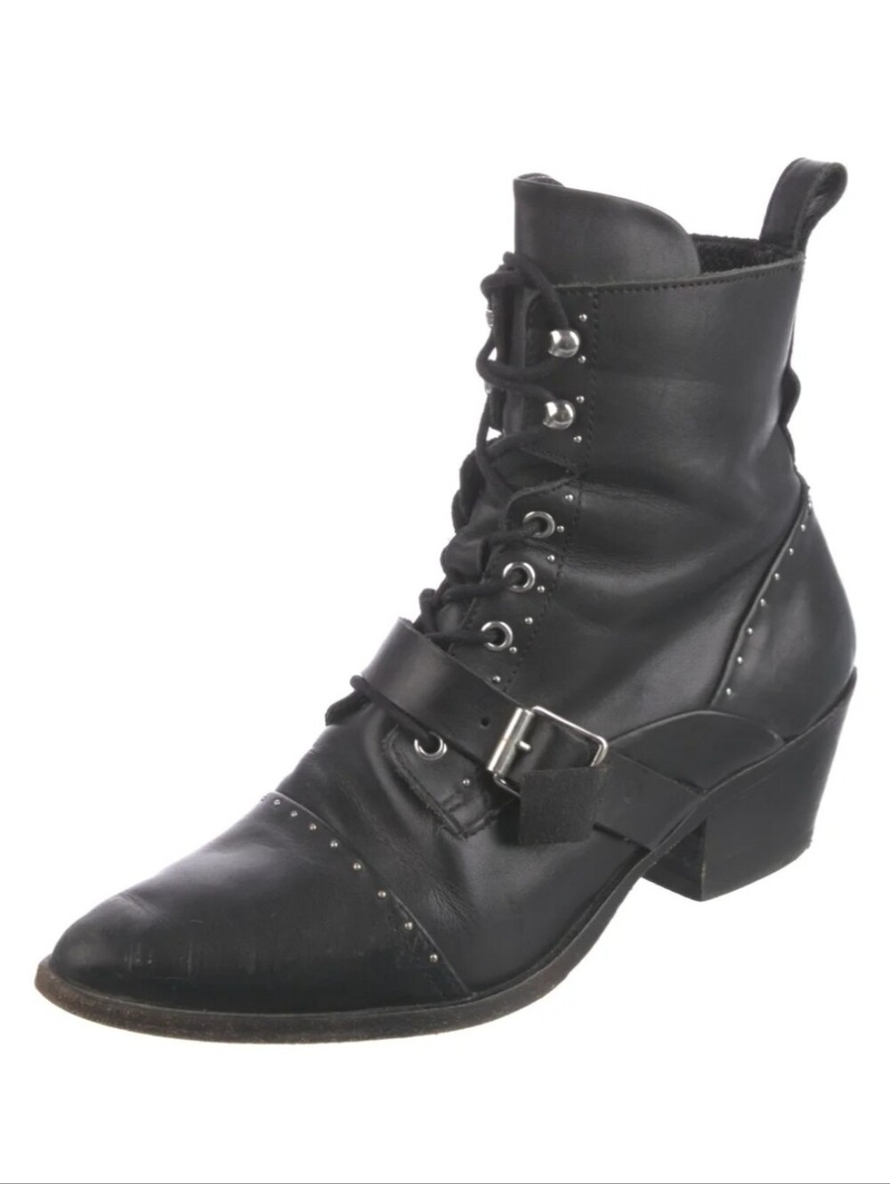 Allsaints Black Studded Lace-Up Ankle Boots - Women - Picture 2 of 5